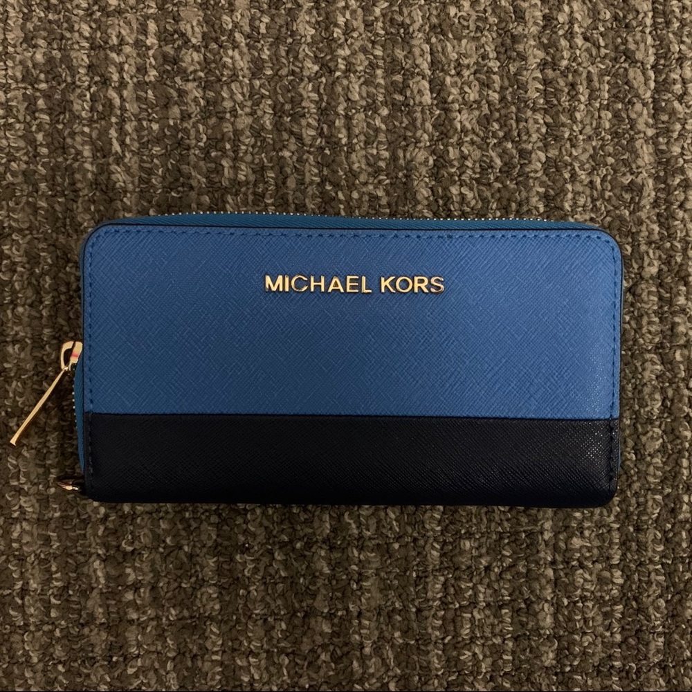 Wallet: Michael Kors Blue Zip Around
